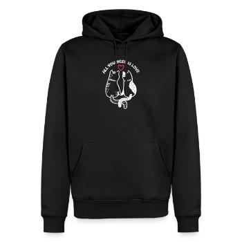 Chats - Tout ce dont vous avez besoin, c’est d’amour - Sweat à capuche Premium bio Homme - noir - Devant - Nico (187cm)