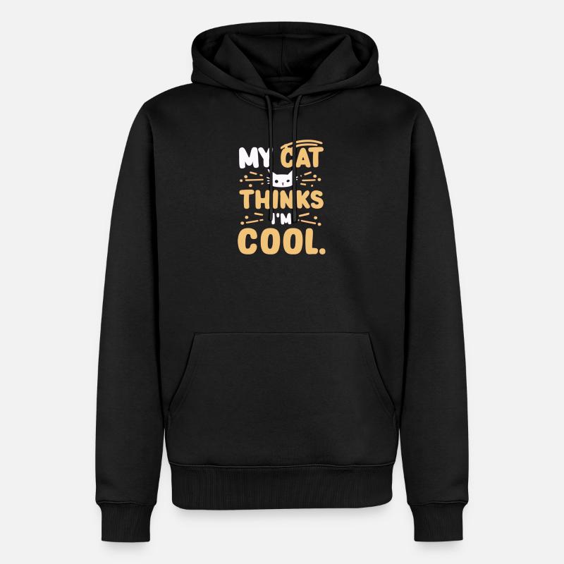 My cat thinks i am cool - Männer Premium Bio Hoodie - Schwarz