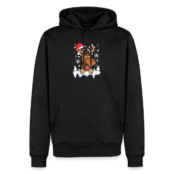 Cool Reindeer Christmas Hat Snow Christmas - Men’s Premium Organic Hoodie - black - Front - Nico (187cm)