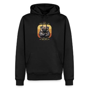 Pouty pug - Men’s Premium Organic Hoodie - black - Front - Nico (187cm)