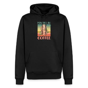 Kaffee Faultier - Männer Premium Bio Hoodie - Schwarz - Vorne - Nico (187cm)