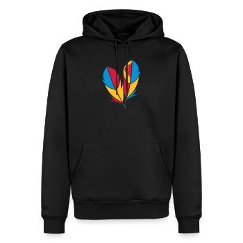 Zwei bunte Federn in leuchtenden Farben - Männer Premium Bio Hoodie - Schwarz - Vorne - Nico (187cm)