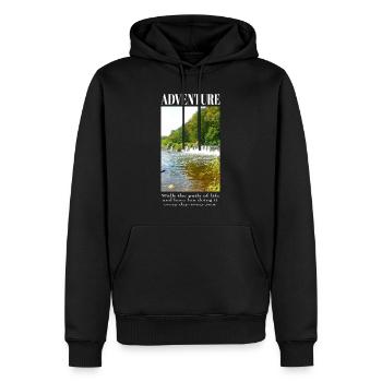 Adventure Nature River Landscape with Waterfall - Men’s Premium Organic Hoodie - black - Front - Nico (187cm)