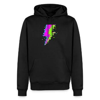 Faisceau numérique psychédélique - Sweat à capuche Premium bio Homme - noir - Devant - Nico (187cm)