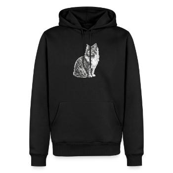 Chat - Sweat à capuche Premium bio Homme - noir - Devant - Nico (187cm)