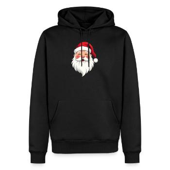 Illustration du Père Noël Cheer - Sweat à capuche Premium bio Homme - noir - Devant - Nico (187cm)
