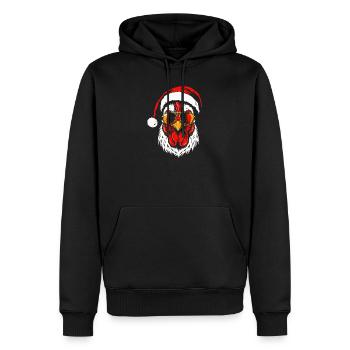 Santa Chicken, Lustiges Weihnachten Huhn Xmas - Männer Premium Bio Hoodie - Schwarz - Vorne - Nico (187cm)