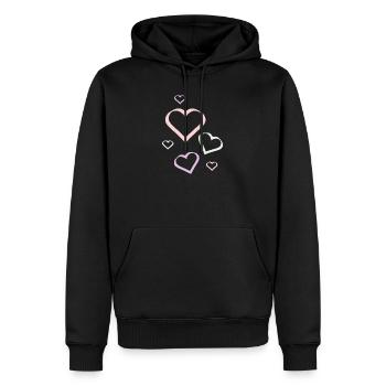 Herz pastell Muster Herzmuster Geschenk  - Männer Premium Bio Hoodie - Schwarz - Vorne - Nico (187cm)