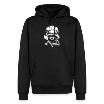 Grim Raccoon Cook | Motif de cuisine drôle - Sweat à capuche Premium bio Homme - noir - Devant - Nico (187cm)