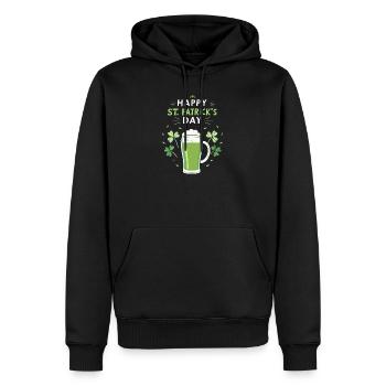 Green St. Patrick's Day Glass and Shamrocks - Men’s Premium Organic Hoodie - black - Front - Nico (187cm)