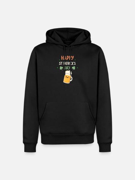 Saint-Patrick Happy Bière Dessin - Sweat à capuche Premium bio Homme - noir