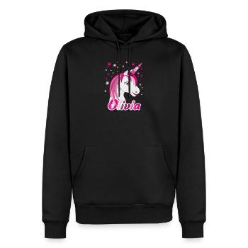 Olivia Einhorn, Mädchenname - Männer Premium Bio Hoodie - Schwarz - Vorne - Nico (187cm)