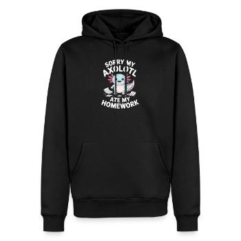 Axolotl a mangé mes devoirs - Sweat à capuche Premium bio Homme - noir - Devant - Nico (187cm)