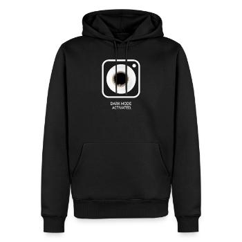 Dark Mode Activated Coffee Saying Design - Men’s Premium Organic Hoodie - black - Front - Nico (187cm)