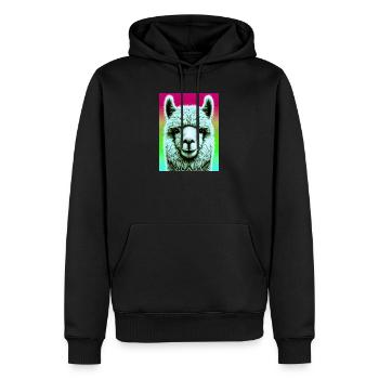 Alpaka - Männer Premium Bio Hoodie - Schwarz - Vorne - Nico (187cm)