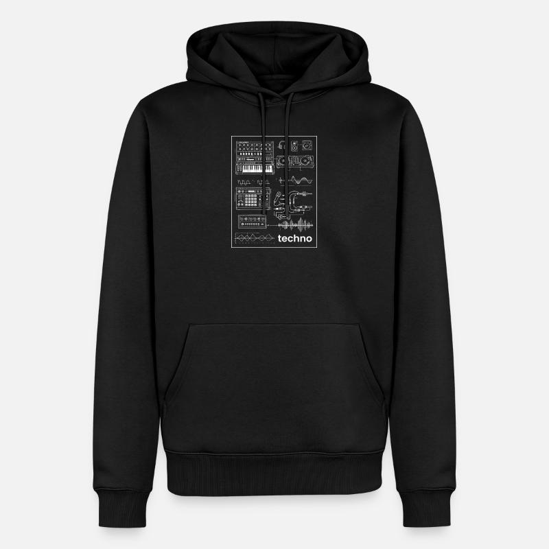 Synthèse en studio techno - Sweat à capuche Premium bio Homme - noir