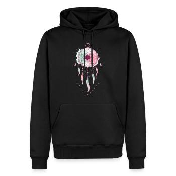 Spiritualität Meditation Heilige Geometrie Lotus - Männer Premium Bio Hoodie - Schwarz - Vorne - Nico (187cm)