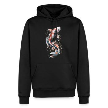 Koi mécanique florale - Sweat à capuche Premium bio Homme - noir - Devant - Nico (187cm)