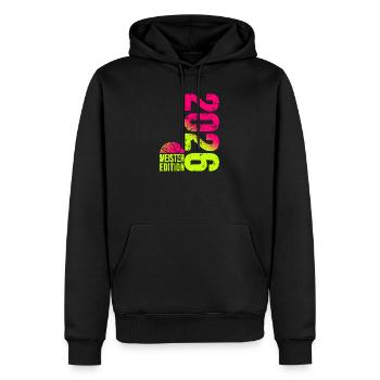 Basketball Meister Edition 2026 in lime pink - Männer Premium Bio Hoodie - Schwarz - Vorne - Nico (187cm)