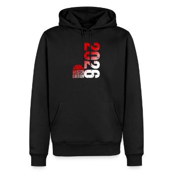 Basketball Meister Edition 2026 in rot und weiß - Männer Premium Bio Hoodie - Schwarz - Vorne - Nico (187cm)