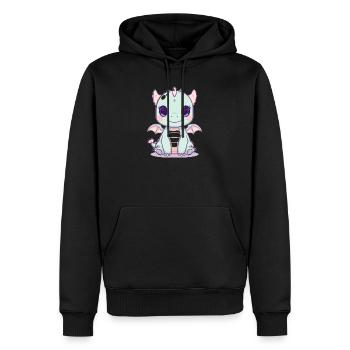 Mint dragon with wings - Men’s Premium Organic Hoodie - black - Front - Nico (187cm)