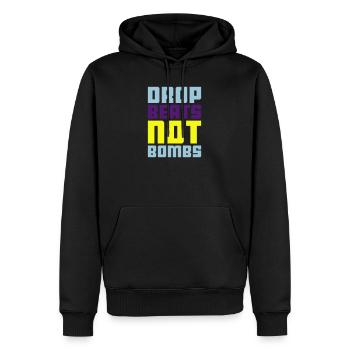 drop beats not bombs - Männer Premium Bio Hoodie - Schwarz - Vorne - Nico (187cm)