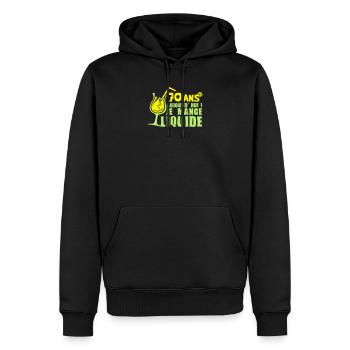 70 ans mange liquide anniversaire - Sweat à capuche Premium bio Homme - noir - Devant - Nico (187cm)