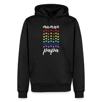 Des cœurs pour Maman et Papa - Sweat à capuche Premium bio Homme - noir - Devant - Nico (187cm)