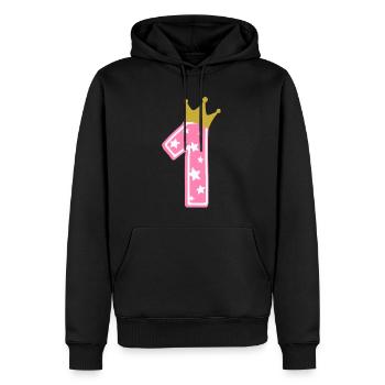 1 Krone 1. Geburtstag 1 Jahr - Männer Premium Bio Hoodie - Schwarz - Vorne - Nico (187cm)