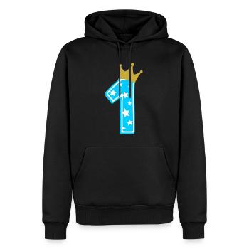 1 couronne 1er anniversaire 1 an - Sweat à capuche Premium bio Homme - noir - Devant - Nico (187cm)
