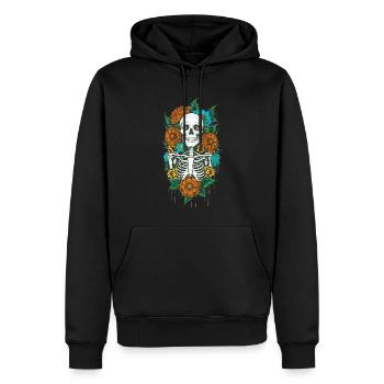 Squelette floral 2 - Sweat à capuche Premium bio Homme - noir - Devant - Nico (187cm)