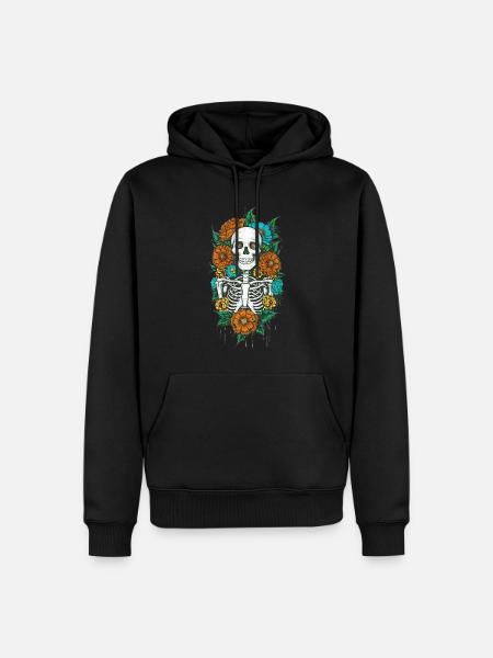 Floral Skeleton 2 - Men’s Premium Organic Hoodie - black