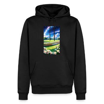 Landschaft mit 4 Bereichen, Generative KI - Männer Premium Bio Hoodie - Schwarz - Vorne - Nico (187cm)