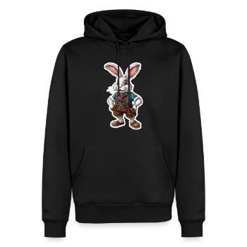 Lederhose / Tier / Tracht / Tradition / Hase - Männer Premium Bio Hoodie - Schwarz - Vorne - Nico (187cm)