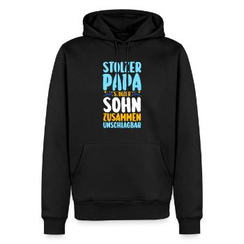Papa Fête des pères Papa - Sweat à capuche Premium bio Homme - noir - Devant - Nico (187cm)