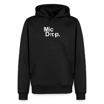 MIC DROP - Männer Premium Bio Hoodie - Schwarz - Vorne - Nico (187cm)