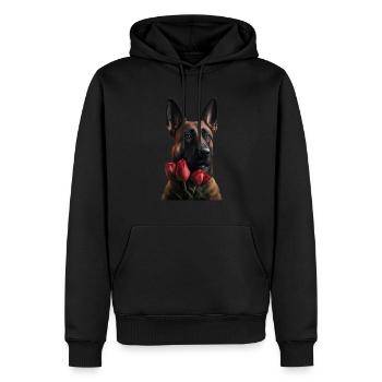 Malinois Valentins Tag - Männer Premium Bio Hoodie - Schwarz - Vorne - Nico (187cm)