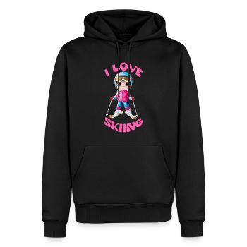 I love skiing - Männer Premium Bio Hoodie - Schwarz - Vorne - Nico (187cm)