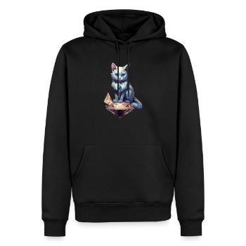 Geburtsstein-Katze April - Männer Premium Bio Hoodie - Schwarz - Vorne - Nico (187cm)