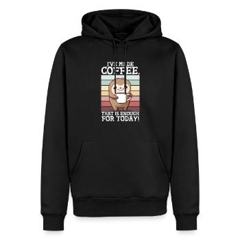 Kaffee Spuch Faultier Lustig Vintage Morgenmuffel - Männer Premium Bio Hoodie - Schwarz - Vorne - Nico (187cm)