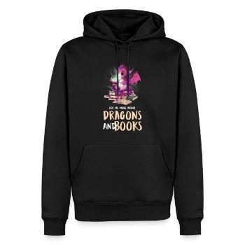 Drache Drache und Buch Drachenliebhaber Geschenk - Männer Premium Bio Hoodie - Schwarz - Vorne - Nico (187cm)