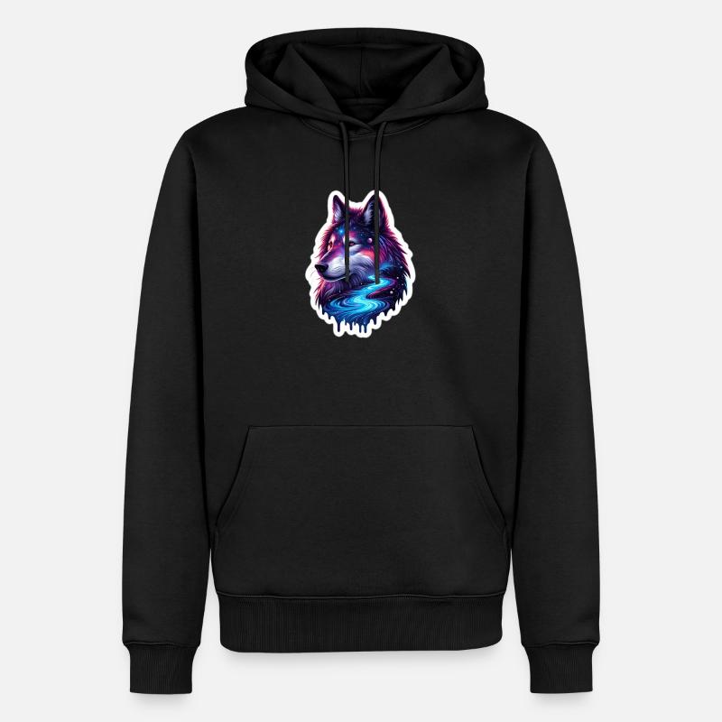 Wolve céleste - Sweat à capuche Premium bio Homme - noir