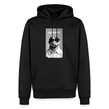 Hungrig? - Lustiger Aligator - Männer Premium Bio Hoodie - Schwarz - Vorne - Nico (187cm)