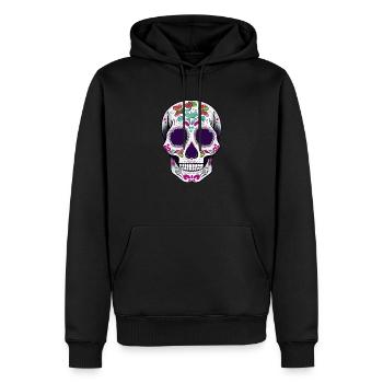 Sugar Skull zum Tag der Toten - Männer Premium Bio Hoodie - Schwarz - Vorne - Nico (187cm)