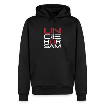 UNGEHORSAM weiß-rot - Männer Premium Bio Hoodie - Schwarz - Vorne - Nico (187cm)