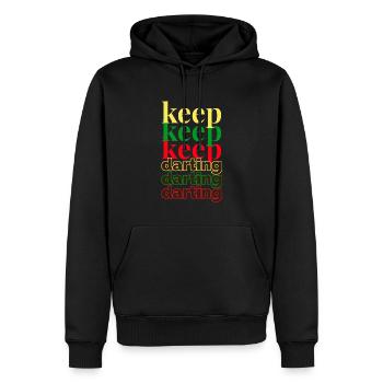 keep darting Darts Design Motiv Dart - Männer Premium Bio Hoodie - Schwarz - Vorne - Nico (187cm)