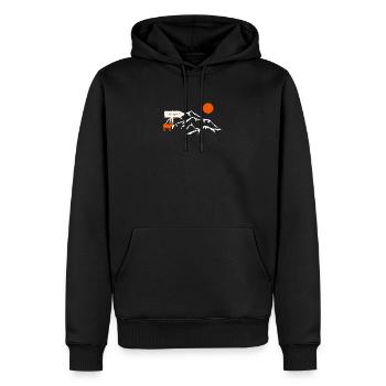 Der Berg ruft! - Männer Premium Bio Hoodie - Schwarz - Vorne - Nico (187cm)