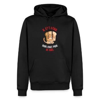 Il est beau mon chat pain de noël cadeau rigolo - Sweat à capuche Premium bio Homme - noir - Devant - Nico (187cm)