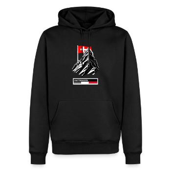 Design du Cervin avec drapeau suisse – Classique - Sweat à capuche Premium bio Homme - noir - Devant - Nico (187cm)