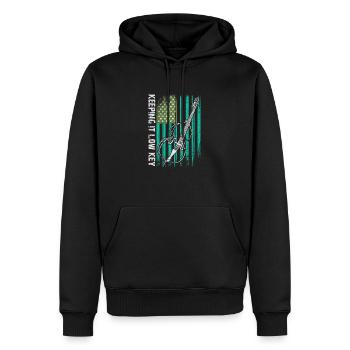 Plus de contrebasse basse avec drapeau américain - Sweat à capuche Premium bio Homme - noir - Devant - Nico (187cm)